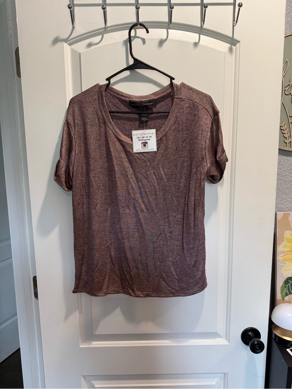 Polly & Esther Short Sleeve Scoop Neck Tee - Dusty Mauve